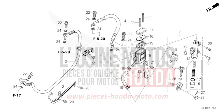 REAR BRAKE MASTER CYLINDER de Hornet 500 PEARL HORIZON WHITE (NHB61) 2026